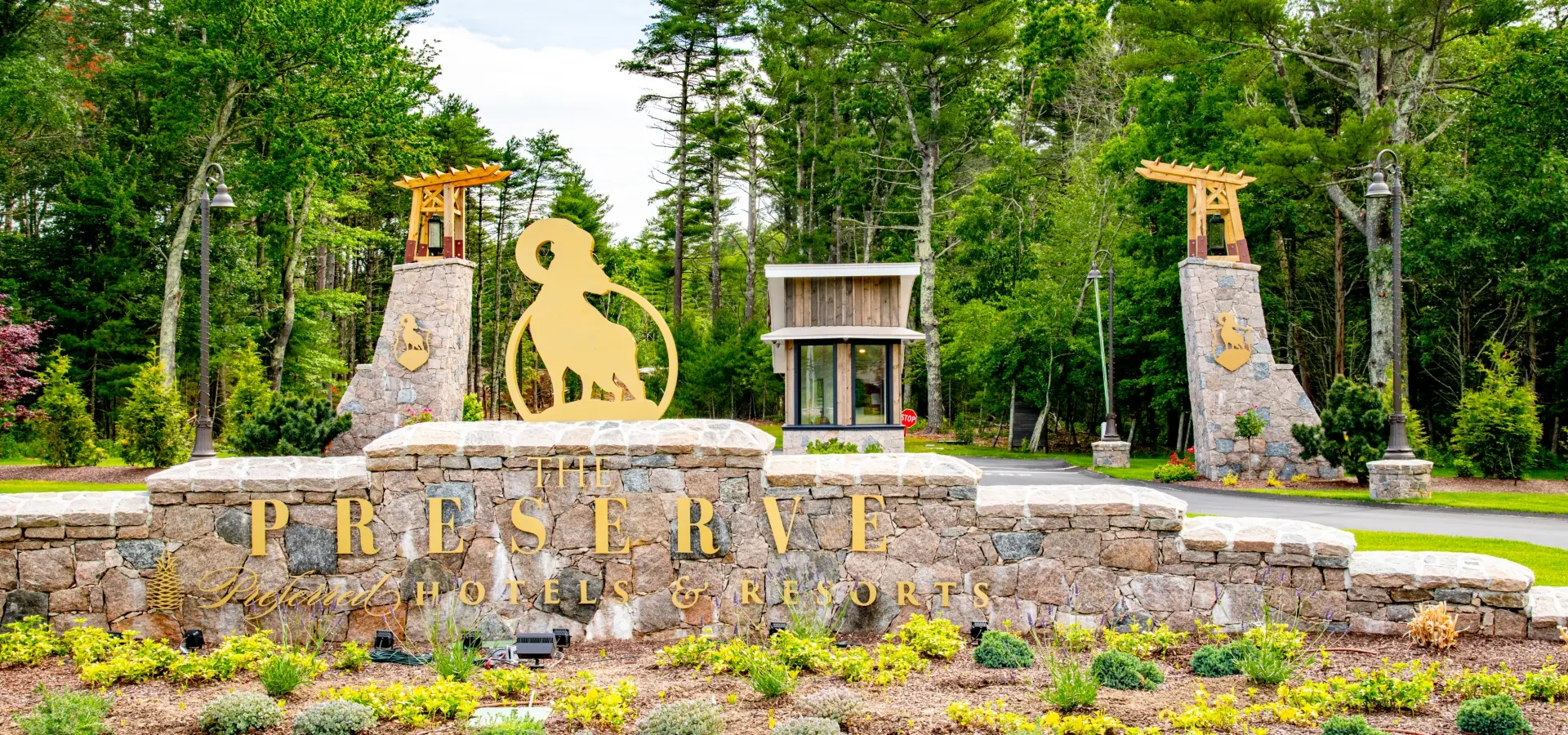 Entrance of The Preserve Resort with logo