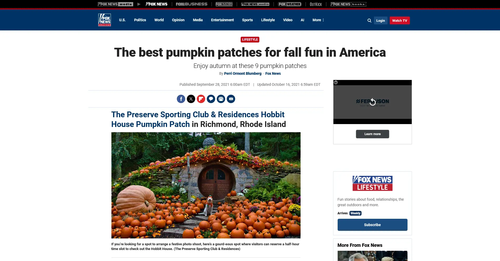 Article on The Preserve Hobbit House Pumpkin Patch