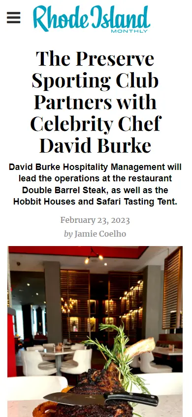 Rhode Island Monthly -The Preserve Sporting Club Partners with Celebrity Chef David Burke