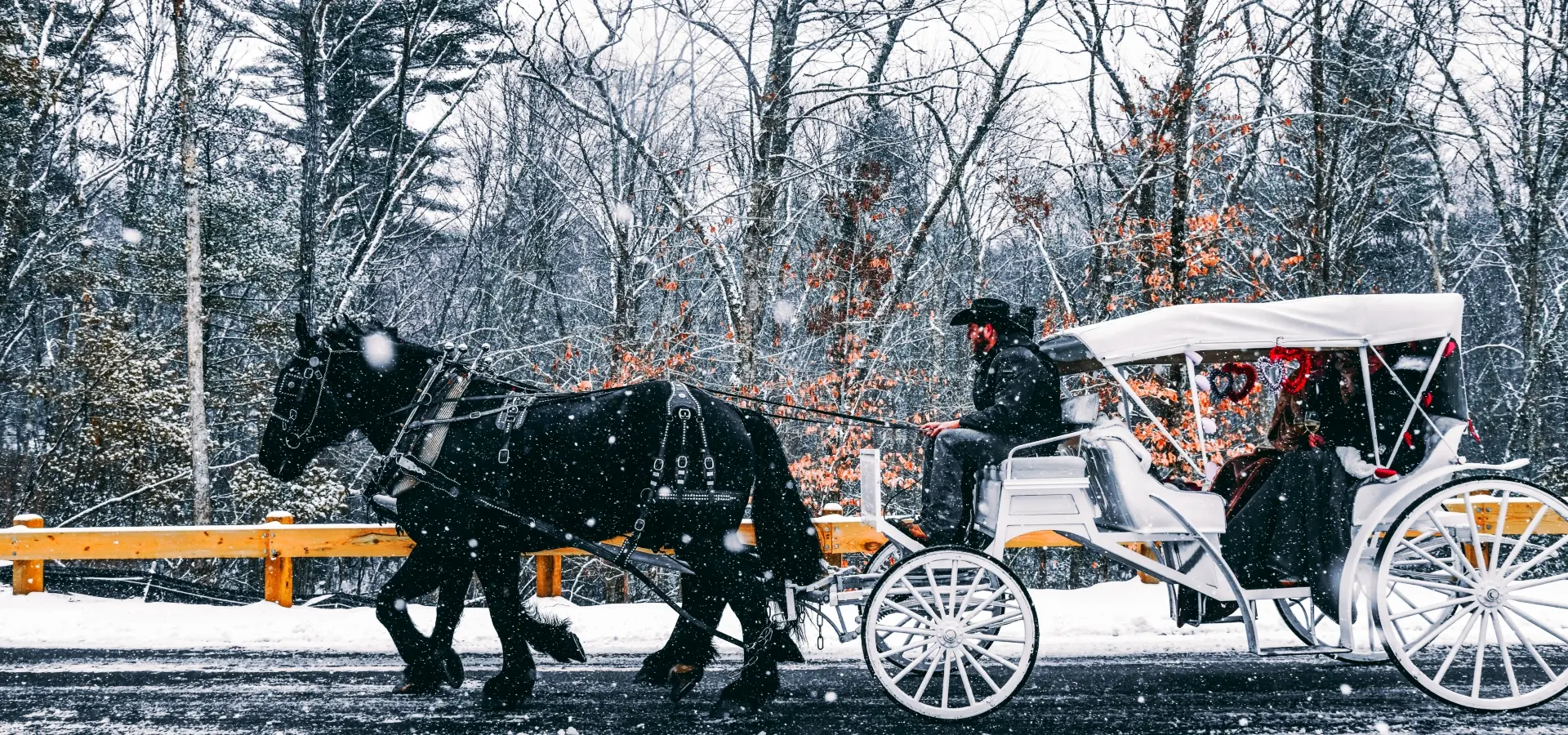 Snowy carriage ride at The Preserve Resort & Spa