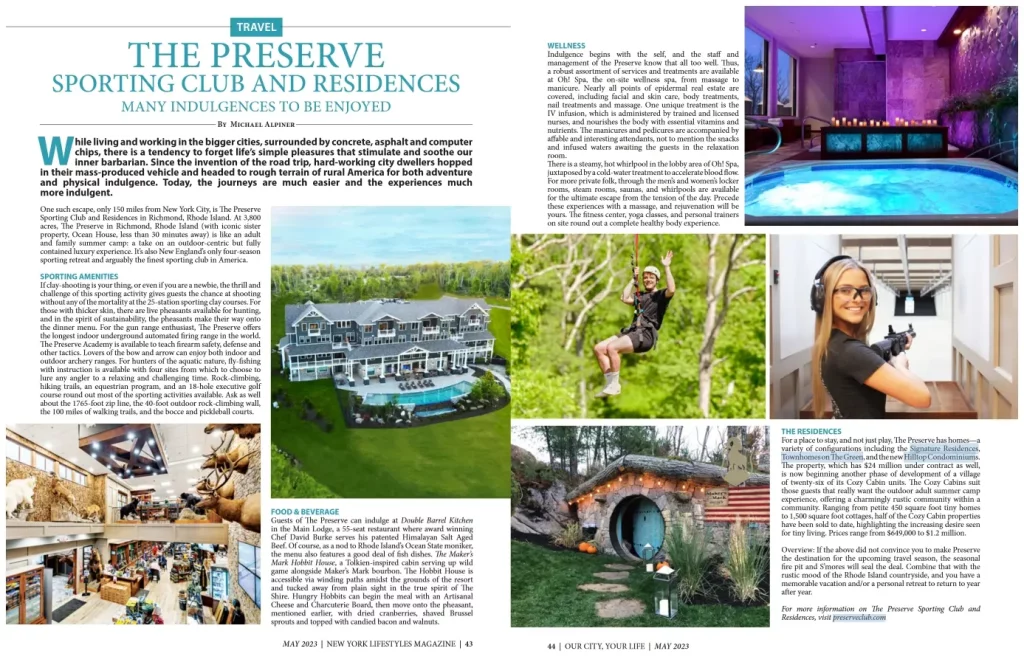 Article in NY Lifestyles about The Preserve RI