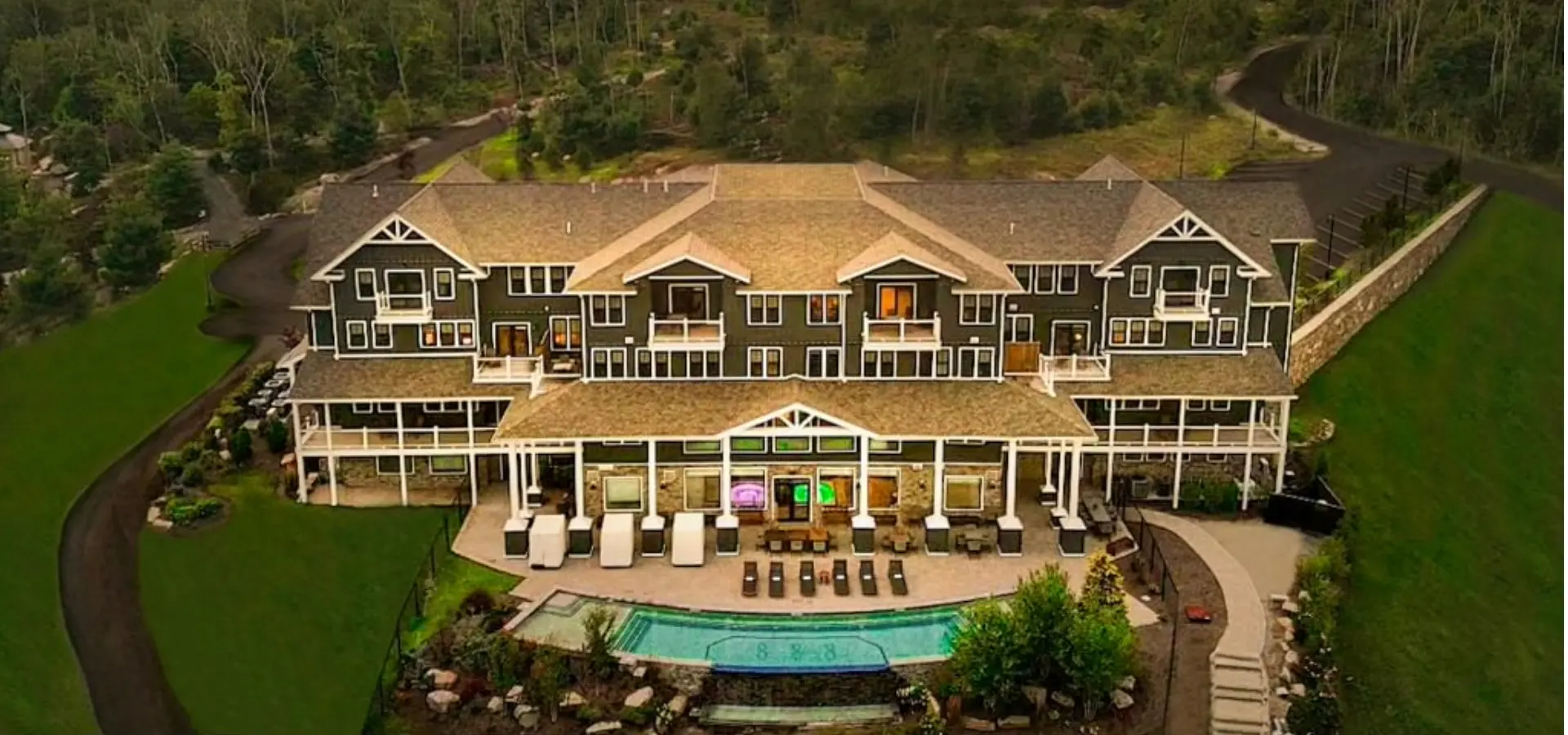 Aerial view of The Preserve Resort & Spa, Luxury and Outdoor Adventure in Rhode Island